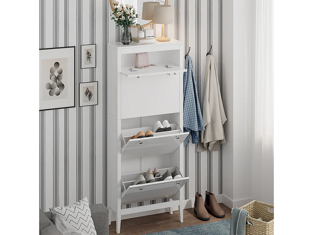 Armoire à chaussures blanc 60x23.5x153 aron