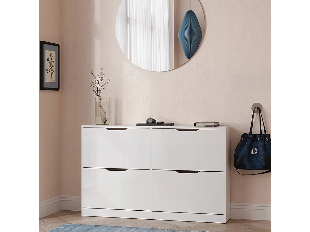 Schoenklaprek wit/wit hoogglans 116.6x22x72.5 luca