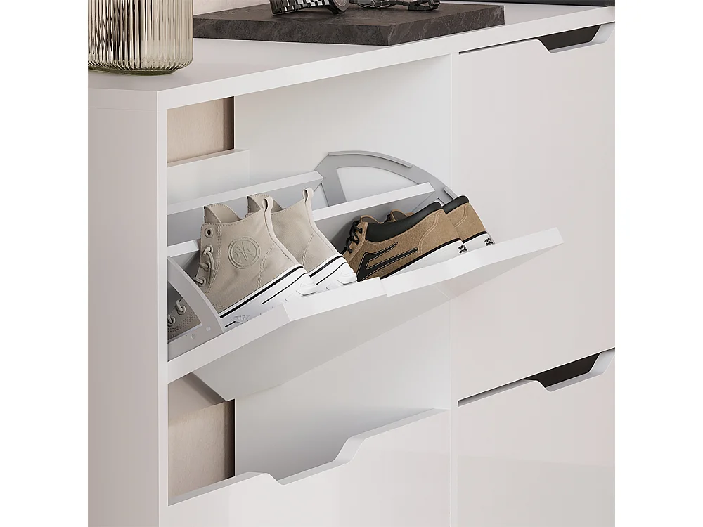 Schoenklaprek wit/wit hoogglans 116.6x22x72.5 luca