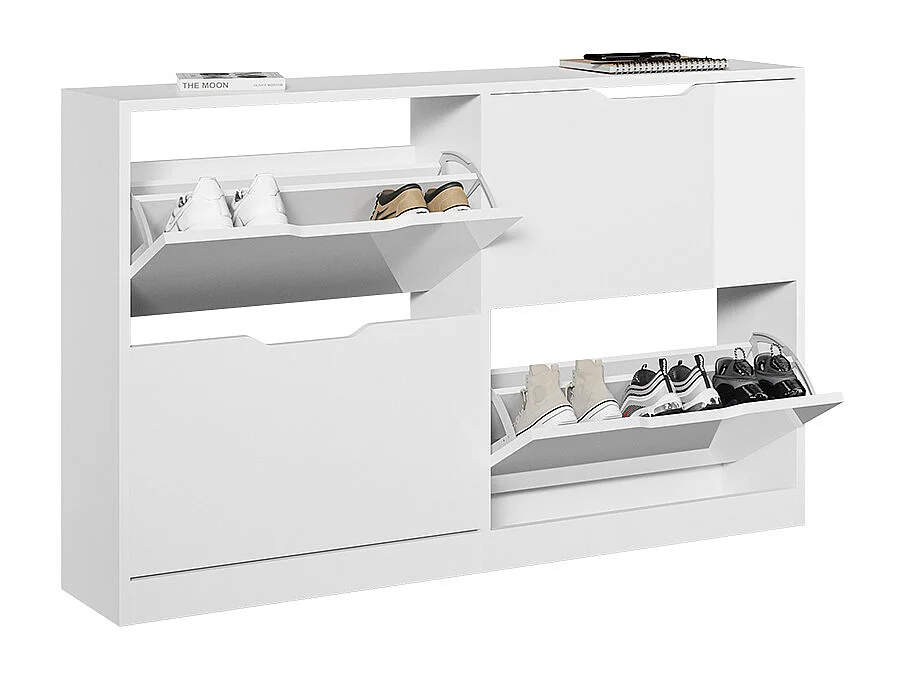 Schoenklaprek wit/wit hoogglans 116.6x22x72.5 luca