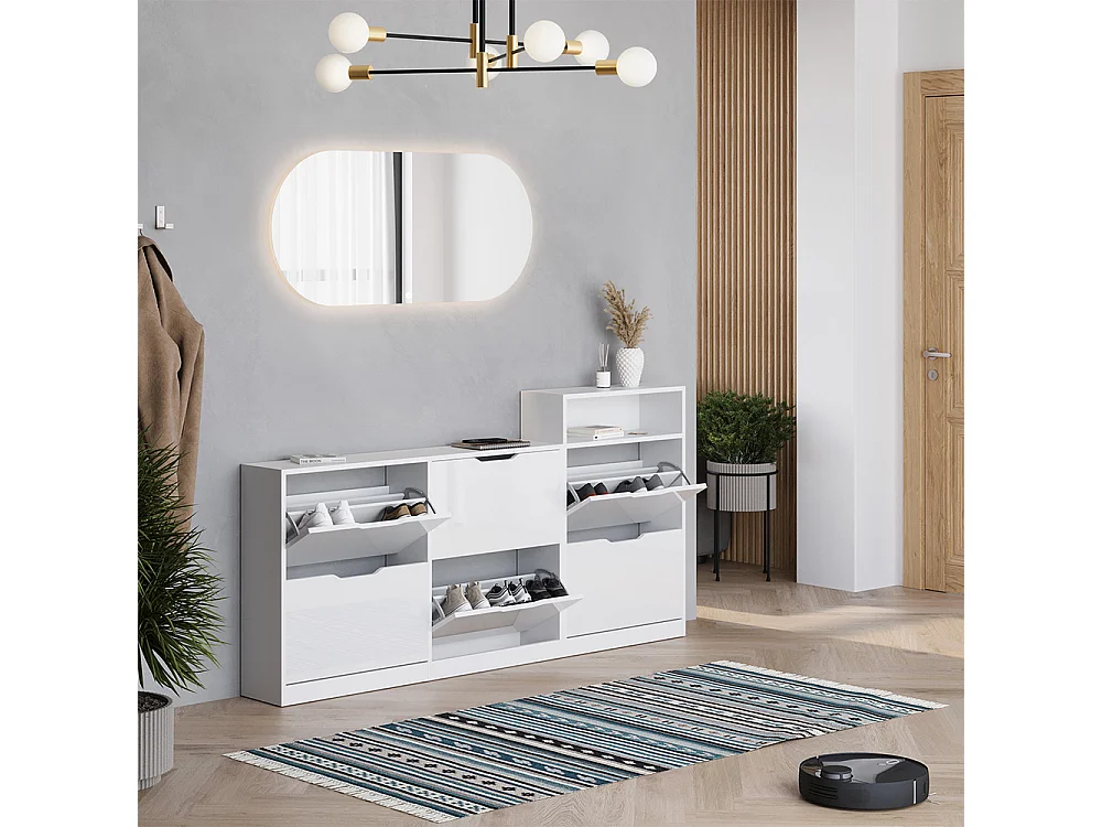 Schoenklaprek wit/wit hoogglans 116.6x22x72.5 luca