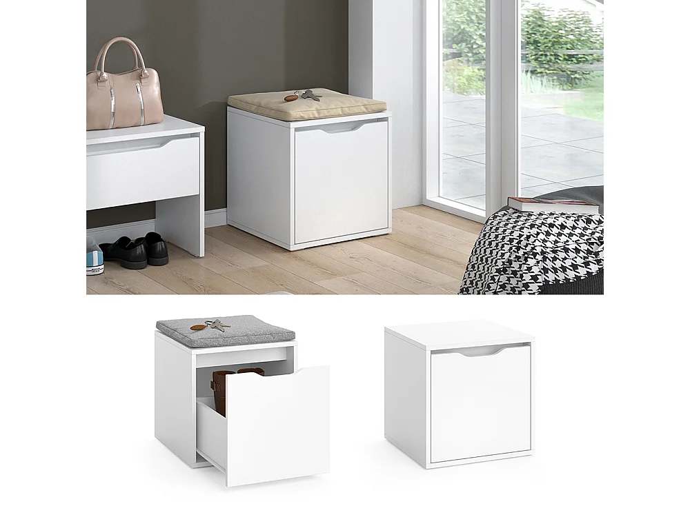 Banc pour chaussures blanc 40x40x40.6 ruben