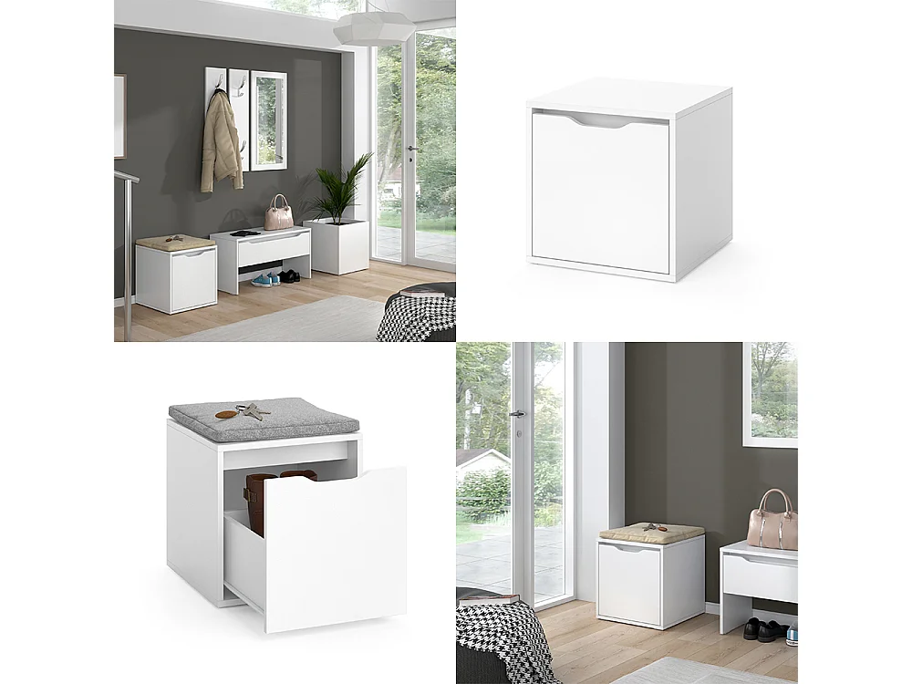 Banc pour chaussures blanc 40x40x40.6 ruben