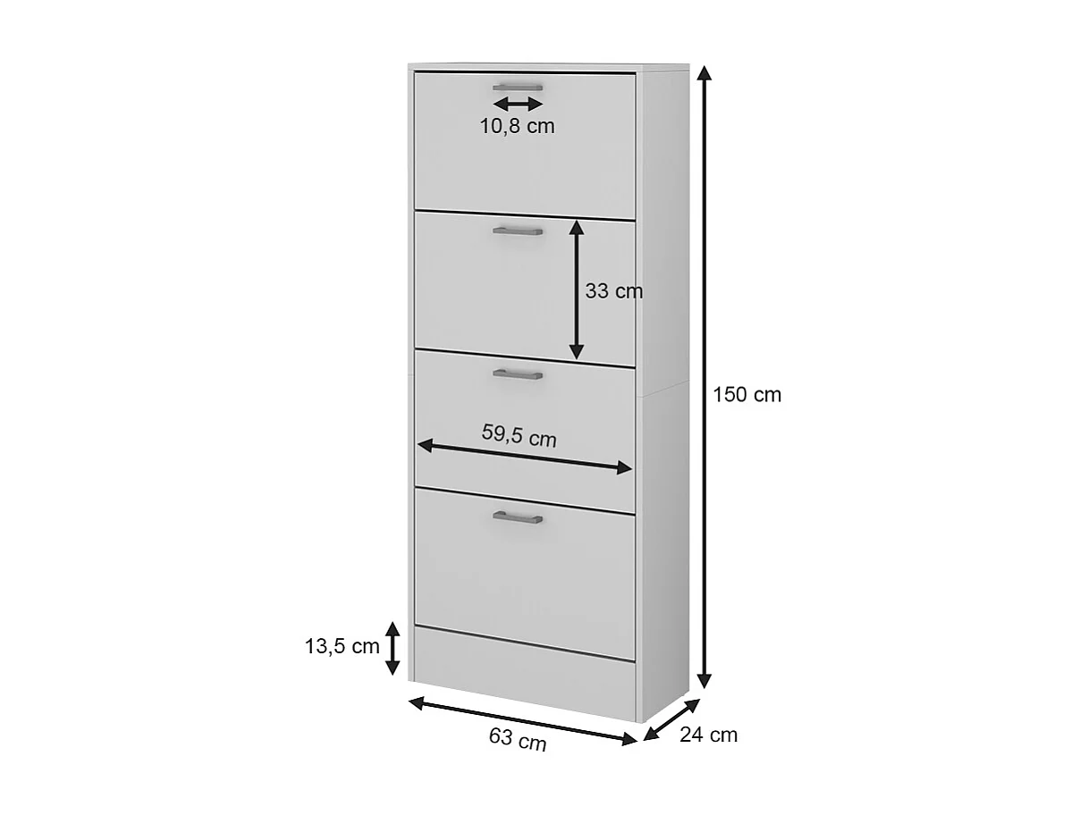 Meuble à chaussure blanc 63x24x150 gregor