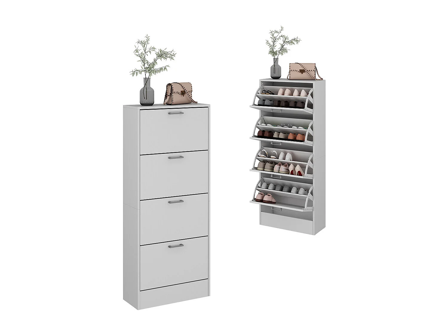 Meuble à chaussure blanc 63x24x150 gregor