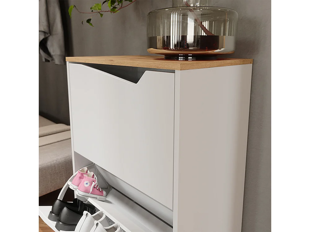 Benne à chaussures blanc/artisan 60x38x91.6 marelle