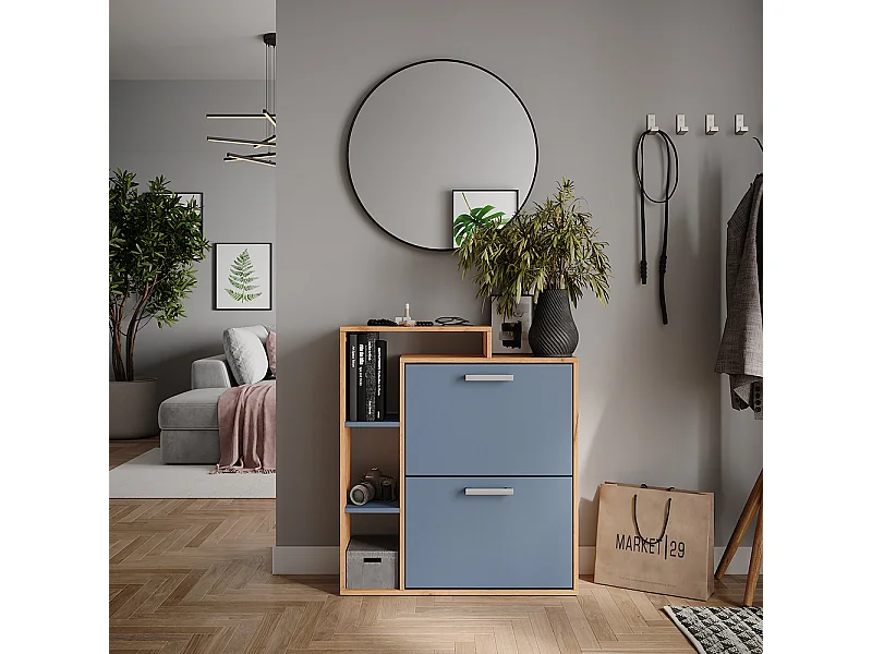 Basculeur à chaussures chêne doré/bleu 80x24.2x90 orlando