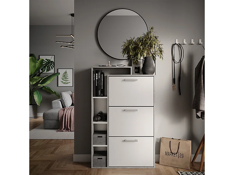 Schoenenkantelaar wit/beton 80x24.2x128.3 orlando