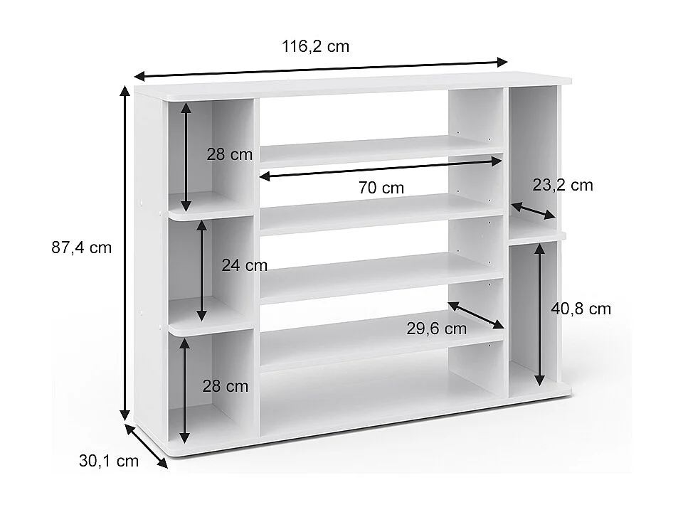 Armario para zapatos blanco 116.2x30.1x87.4 levin
