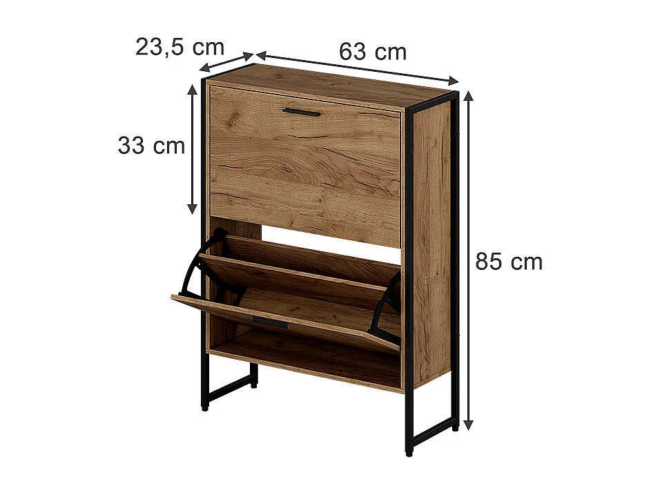 Benne à chaussures chêne doré/noir 63x23.5x83 folda