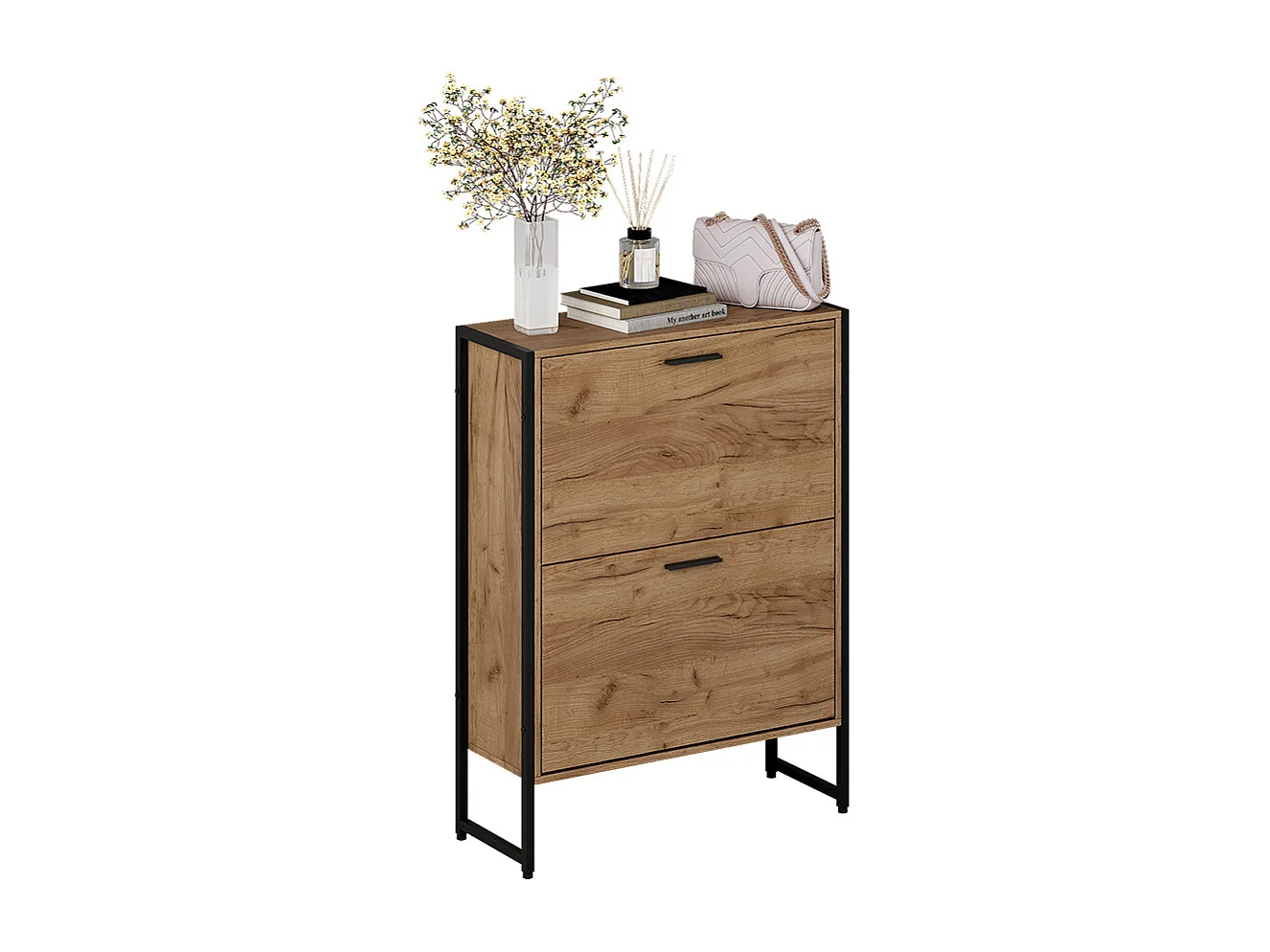 Benne à chaussures chêne doré/noir 63x23.5x83 folda