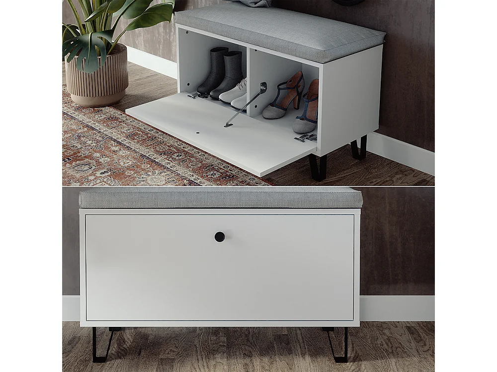 Banc à chaussures blanc 80x35.1x46 siri