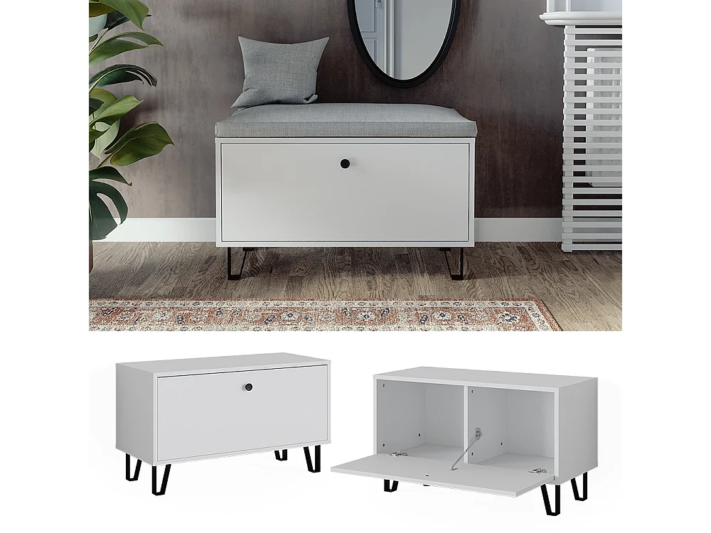 Banc à chaussures blanc 80x35.1x46 siri