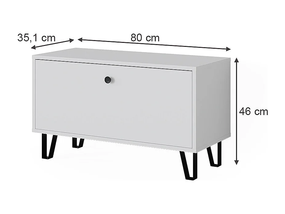 Banc à chaussures blanc 80x35.1x46 siri
