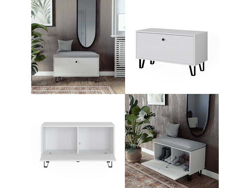Banc à chaussures blanc 80x35.1x46 siri