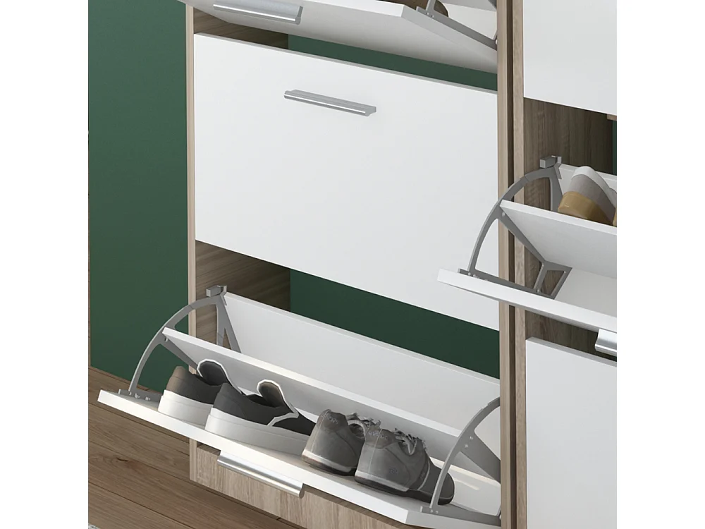 Meuble à chaussure blanc/sonoma 59x22x169.5 gizmo