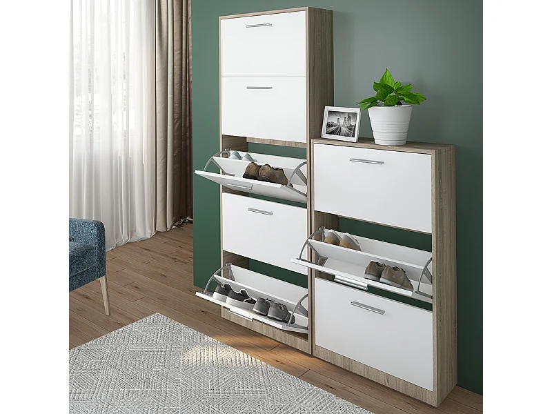 Meuble à chaussure blanc/sonoma 59x22x169.5 gizmo