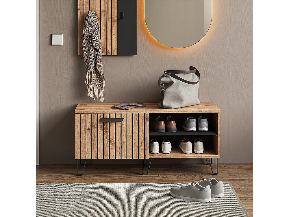 Banco para zapatos roble wotan 100x38x45 amber