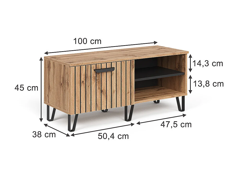 Shoe bench oak wotan 100x38x45 amber