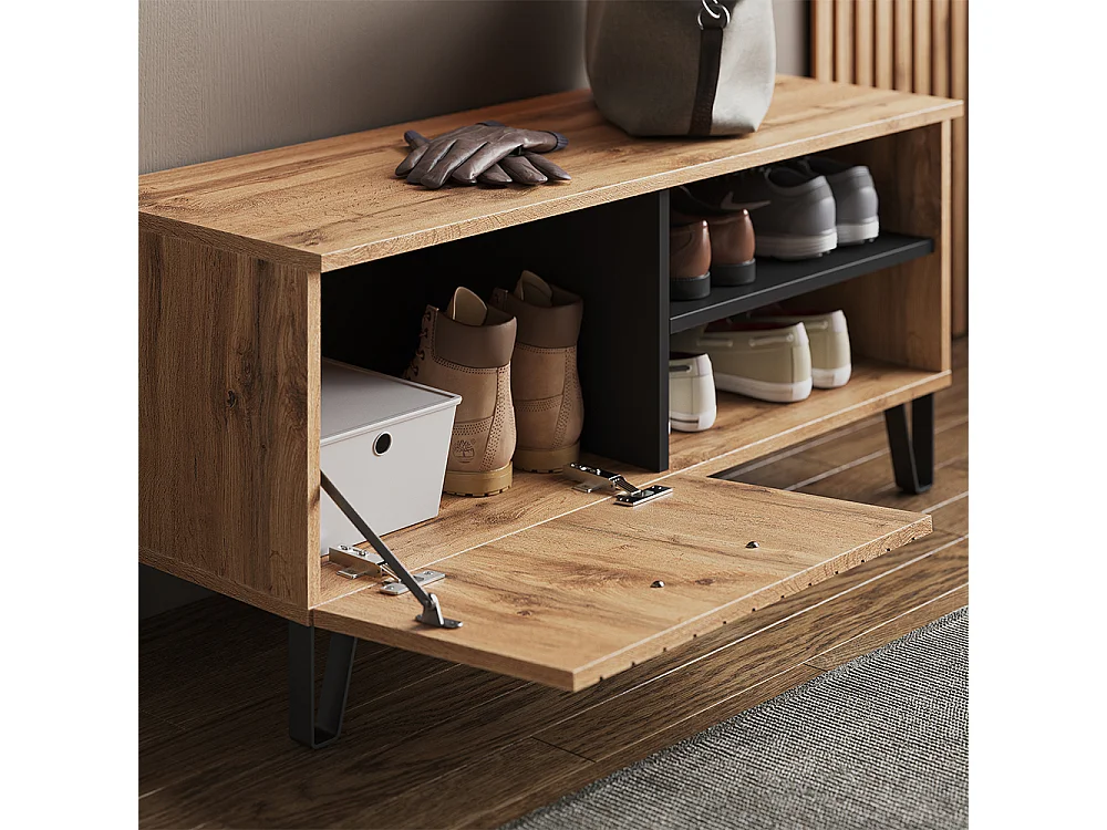 Shoe bench oak wotan 100x38x45 amber