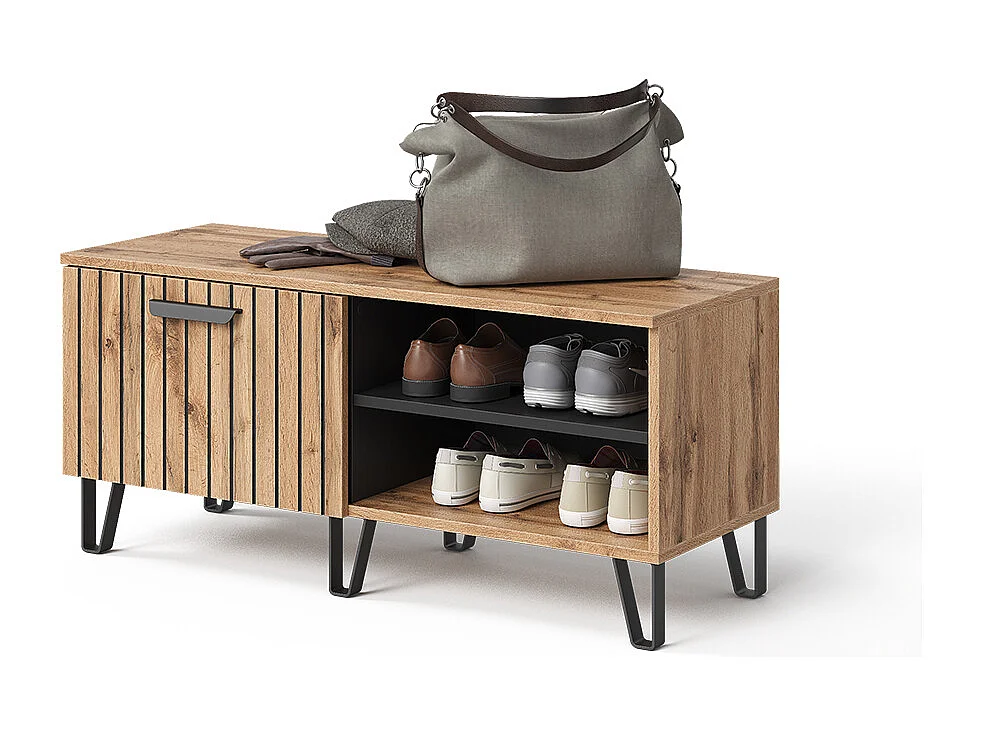 Shoe bench oak wotan 100x38x45 amber