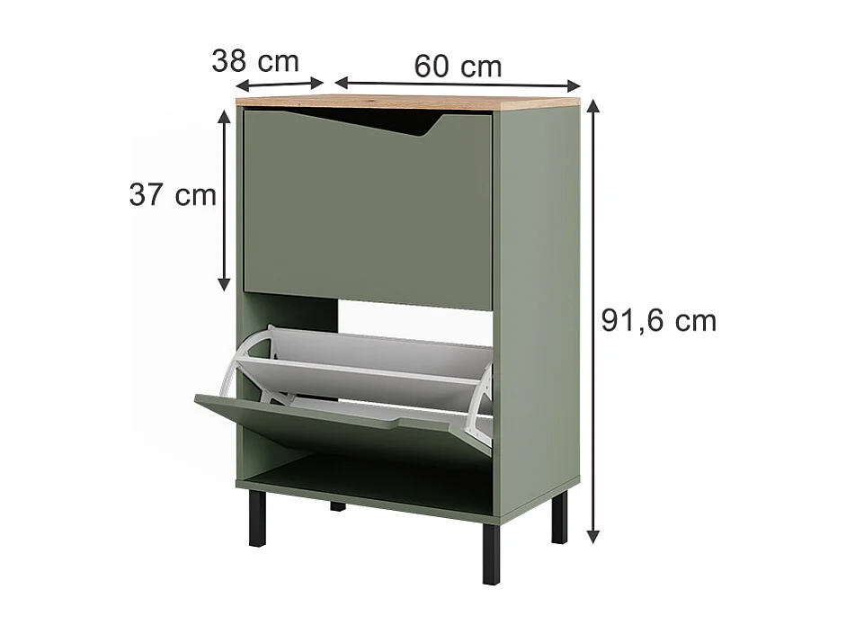 Shoe tipper green/artisan 60x38x91.6 marelle