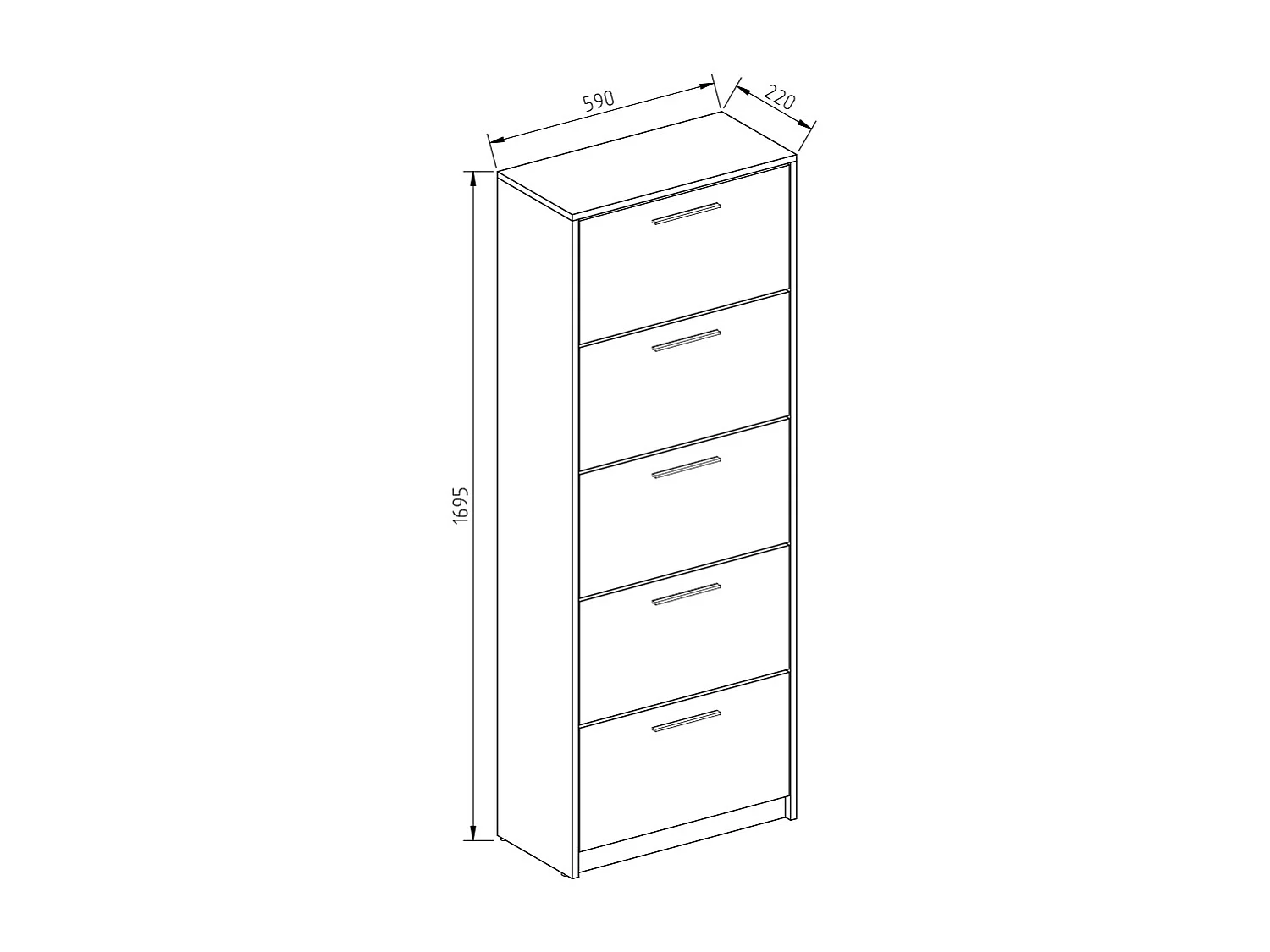 Meuble à chaussure blanc haute brillance 59x22x169.5 gizmo