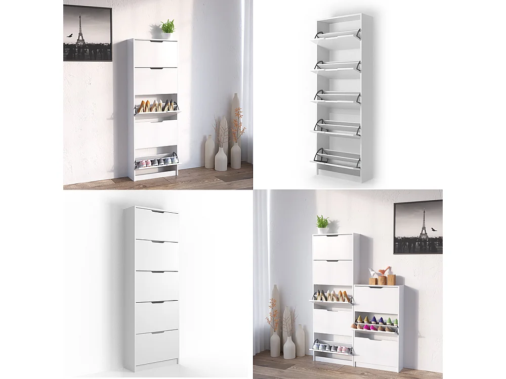 Scarpiera da ingresso bianco 59x22x169 luca