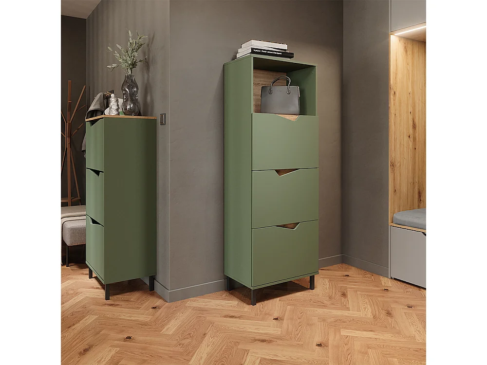 Benne à chaussures vert/artisan 60x38x129.5 marelle