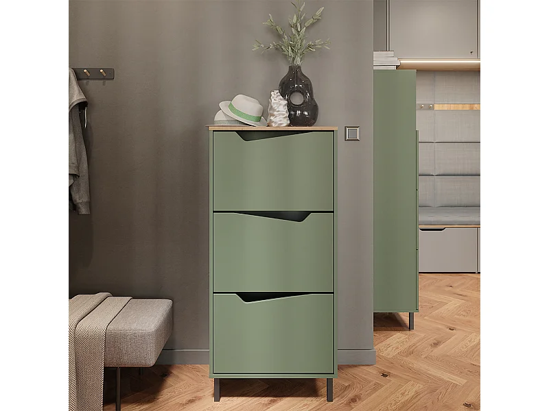 Wózek na buty zielony/rzemieślniczy 60x38x129.5 marelle