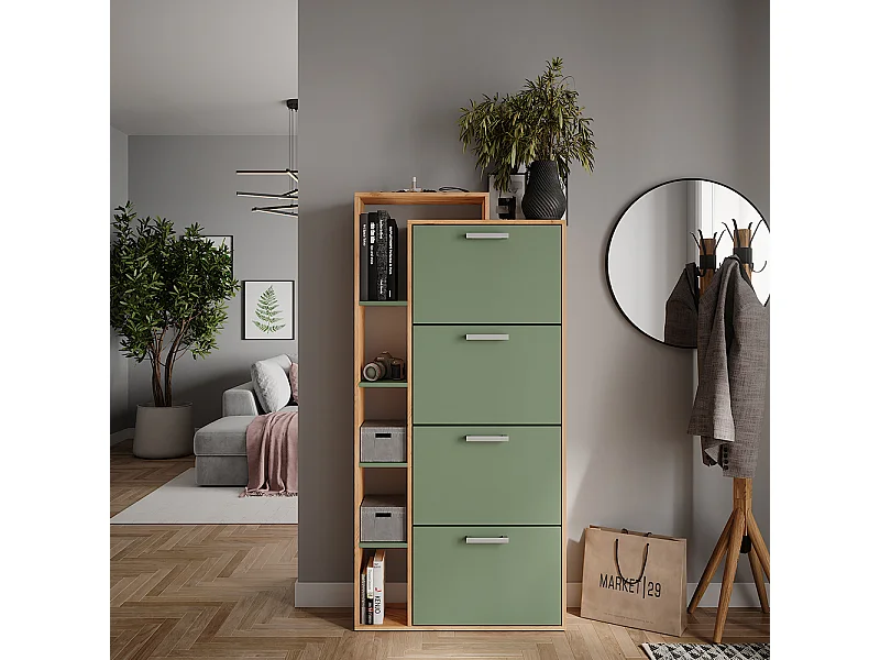 Schuhkipper goldkraft eiche/grün 80x24.2x166.1 orlando