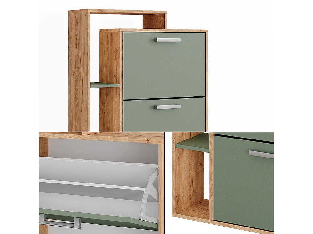 Schuhkipper goldkraft eiche/grün 80x24.2x166.1 orlando