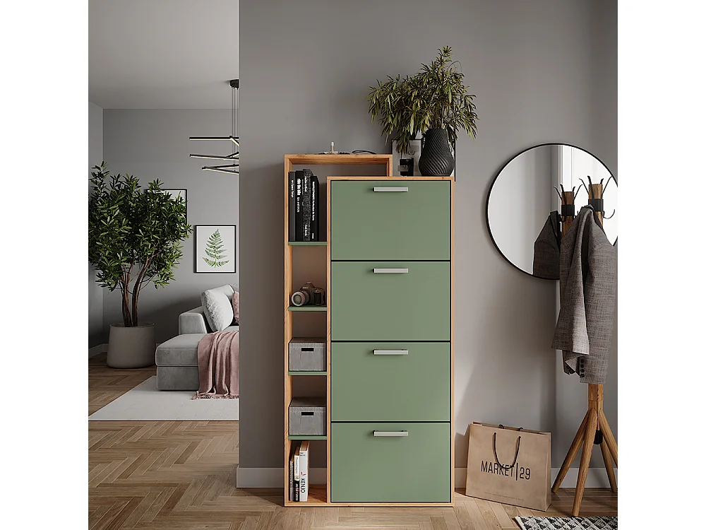 Le basculeur à chaussures force dor chêne/vert 80x24.2x166.1 orlando