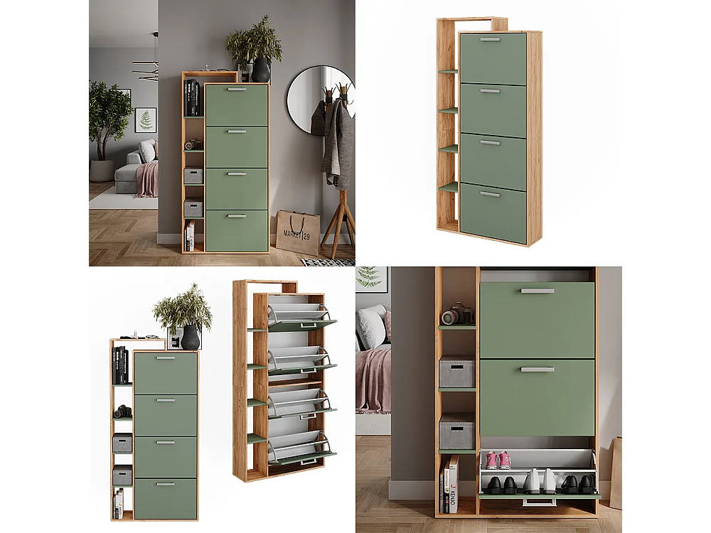 Le basculeur à chaussures force dor chêne/vert 80x24.2x166.1 orlando