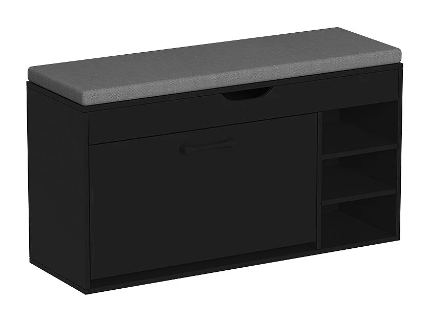 Banc pour chaussures noir/gris 90x30x50 solino