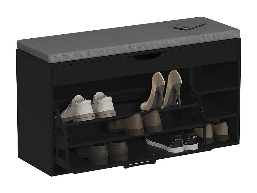 Banc pour chaussures noir/gris 90x30x50 solino