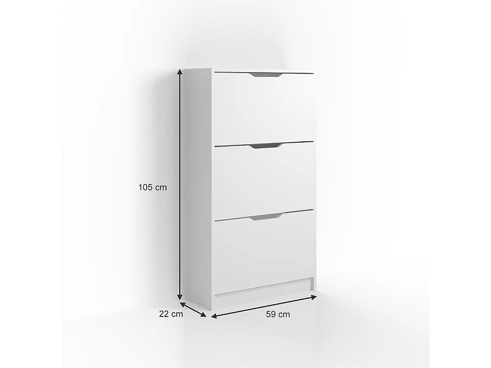 Meuble à chaussure blanc 59x22x105 luca
