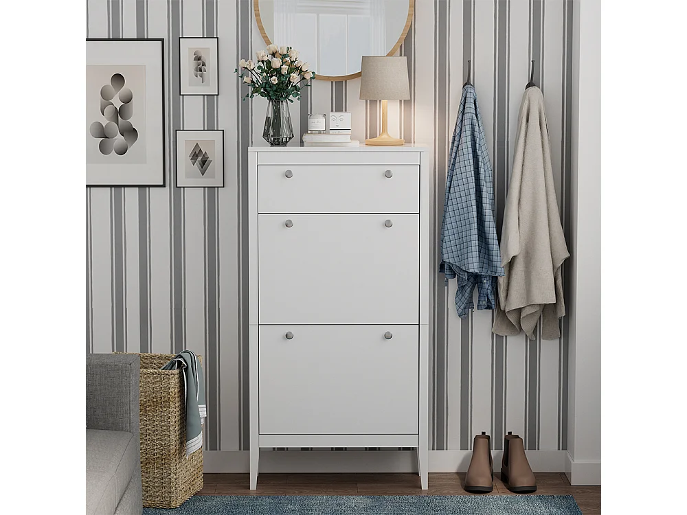 Armoire à chaussures blanc 60x23.5x115 aron