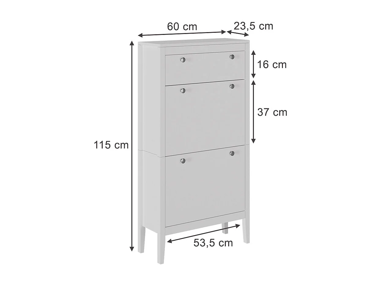 Skoskab hvid 60x23.5x115 aron