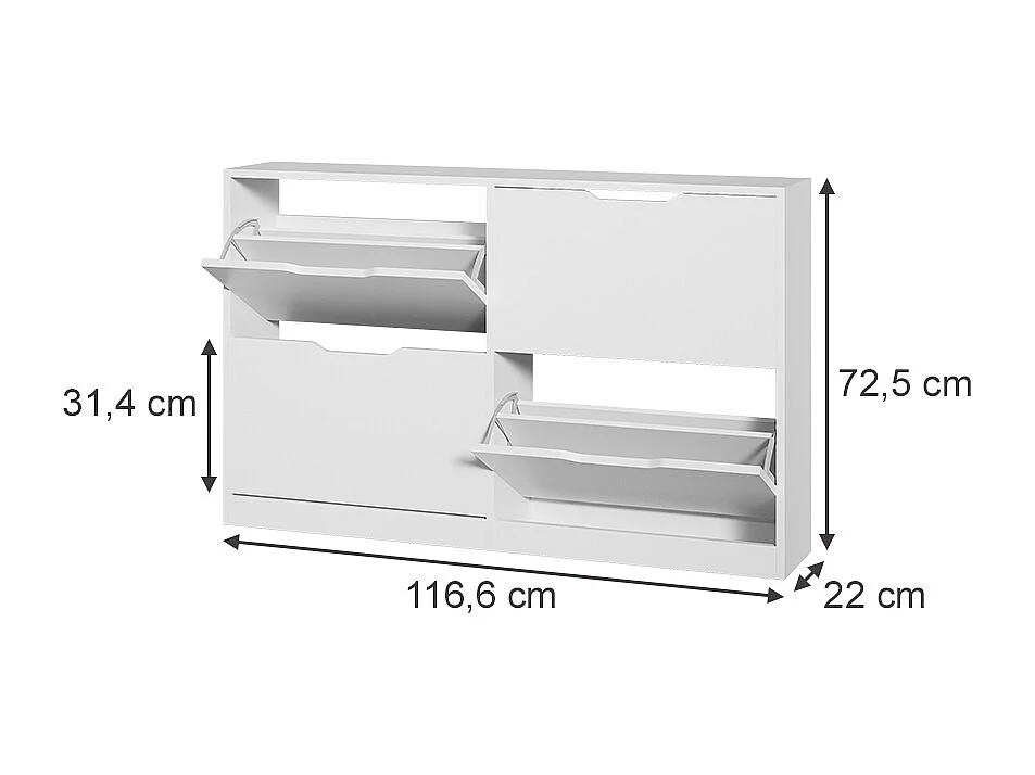 Zapatera abatible blanco 116.6x22x72.5 luca