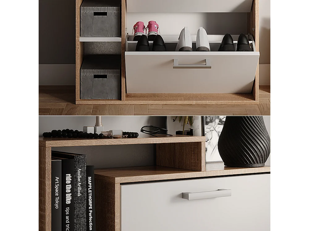 Schuhkommode  weiß/sonoma 80x24.2x128.3 orlando