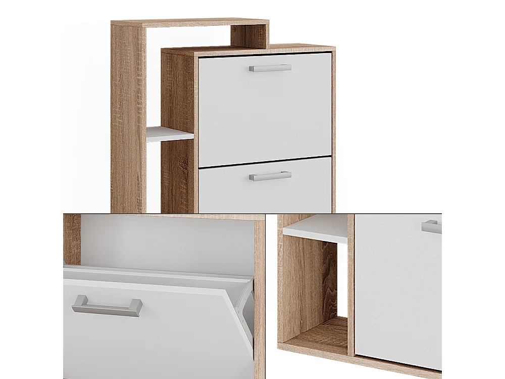 Schuhkommode  weiß/sonoma 80x24.2x128.3 orlando