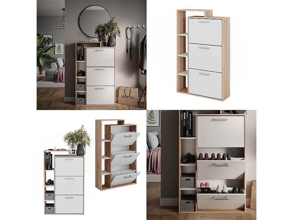 Basculeur à chaussures blanc/sonoma 80x24.2x128.3 orlando