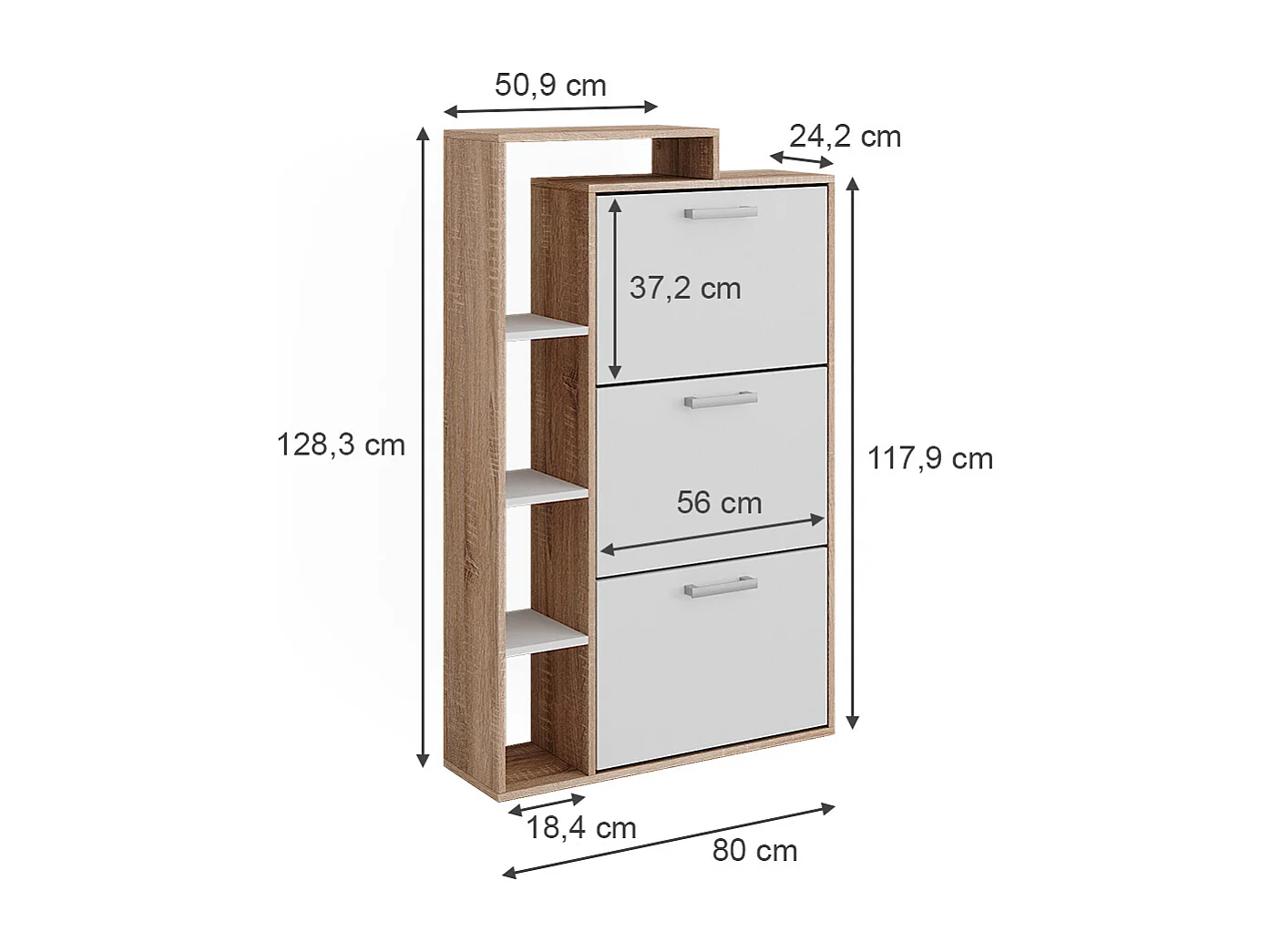Shoe tipper white/sonoma 80x24.2x128.3 orlando