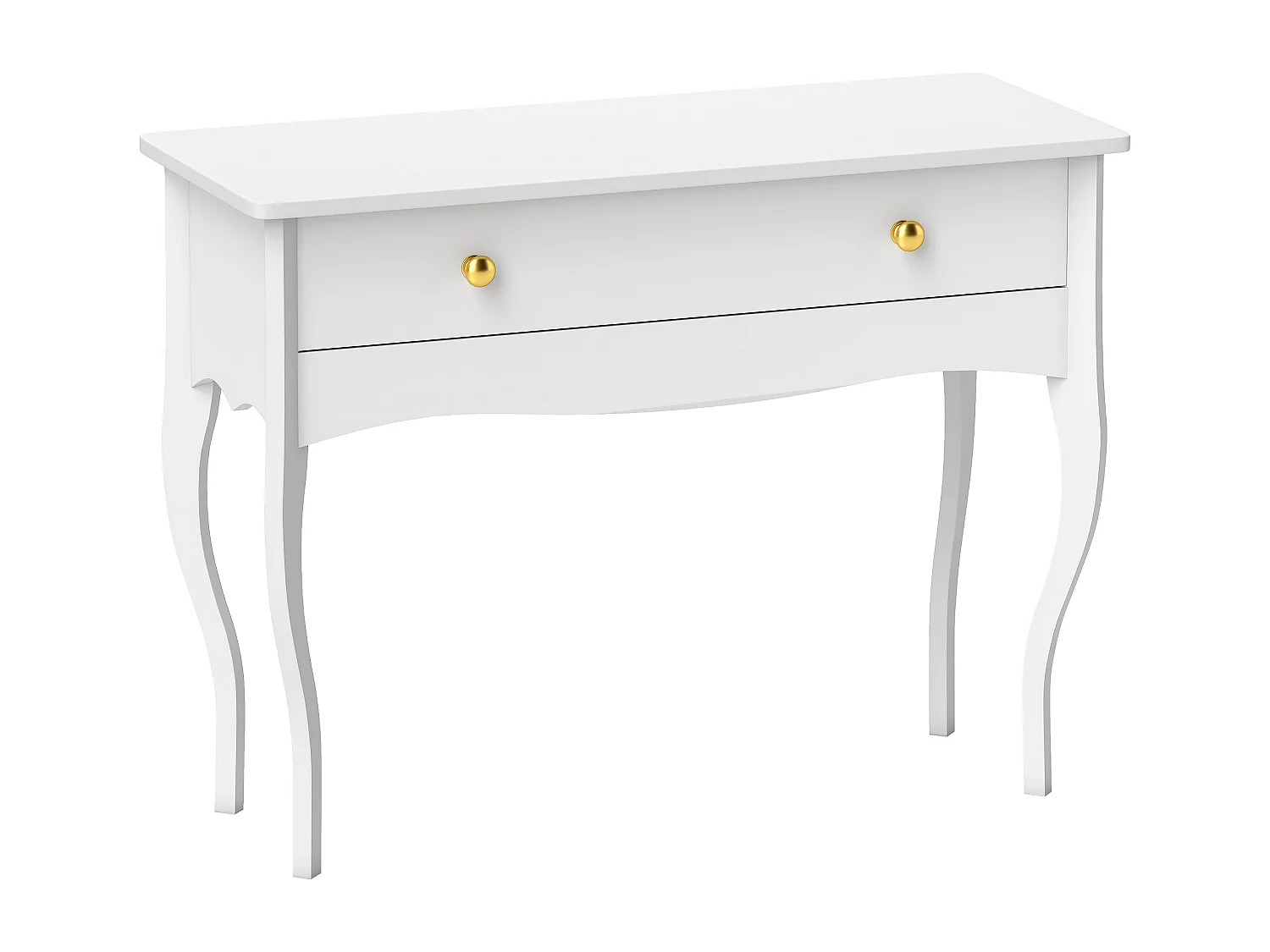 Coiffeuse style baroque néo-rétro dim. 100 x 40 x 74 cm grand tiroir blanc