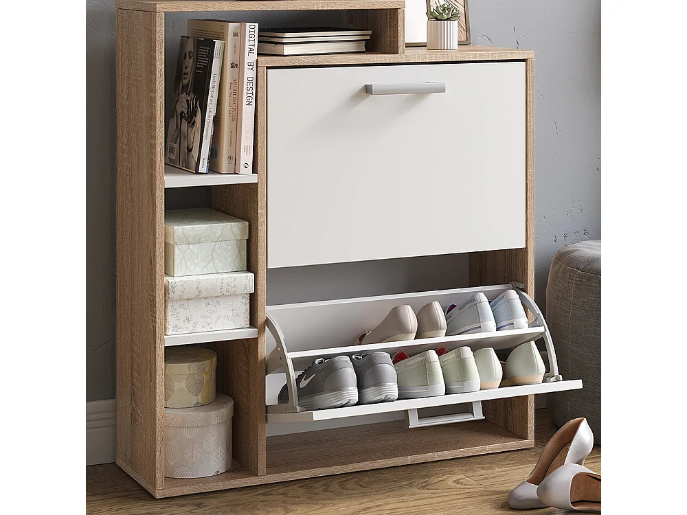 Meuble à chaussure blanc/sonoma 24.5x80x90 orlando