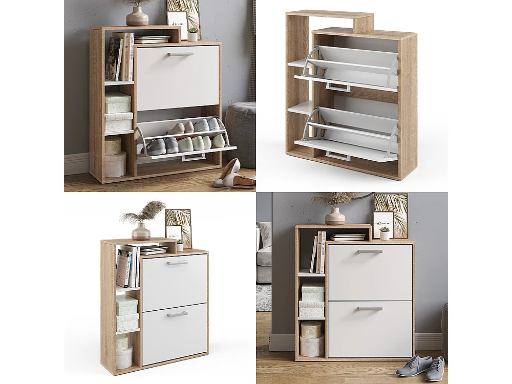 Meuble à chaussure blanc/sonoma 24.5x80x90 orlando