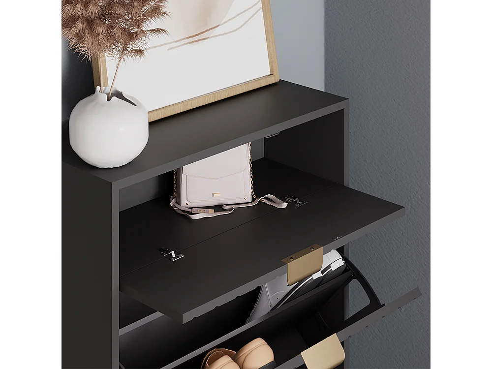 Szafka na buty czarny 60x23.5x107.5 helge