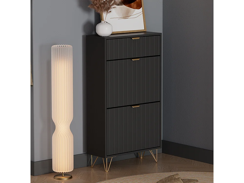 Szafka na buty czarny 60x23.5x107.5 helge