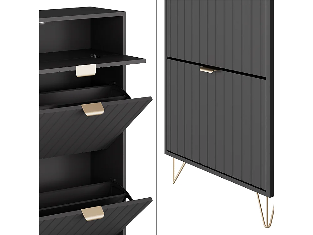 Szafka na buty czarny 60x23.5x107.5 helge